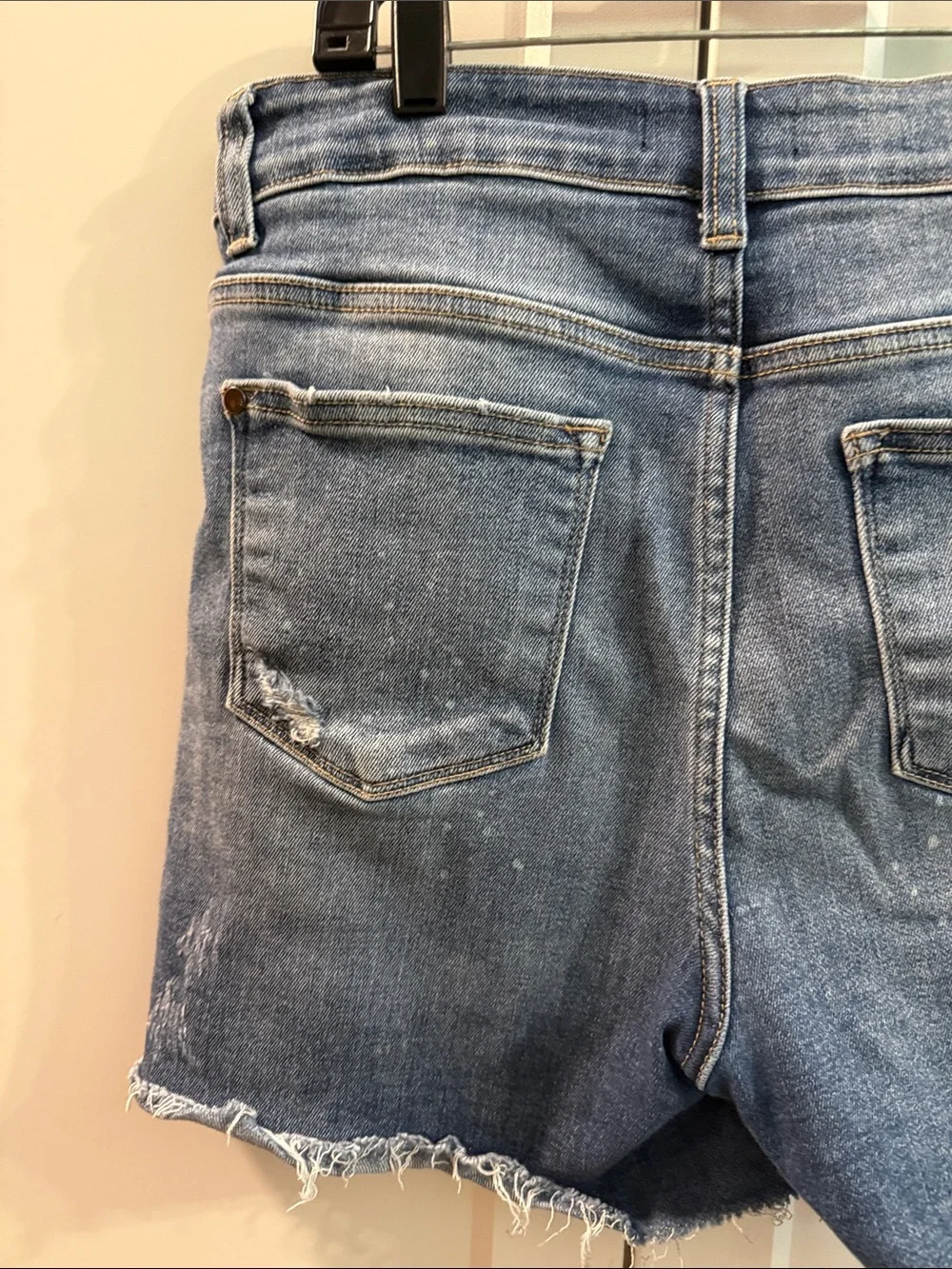 Judy Blue Women’s XL Distressed Bermuda Denim Shorts Raw Hem Stretch